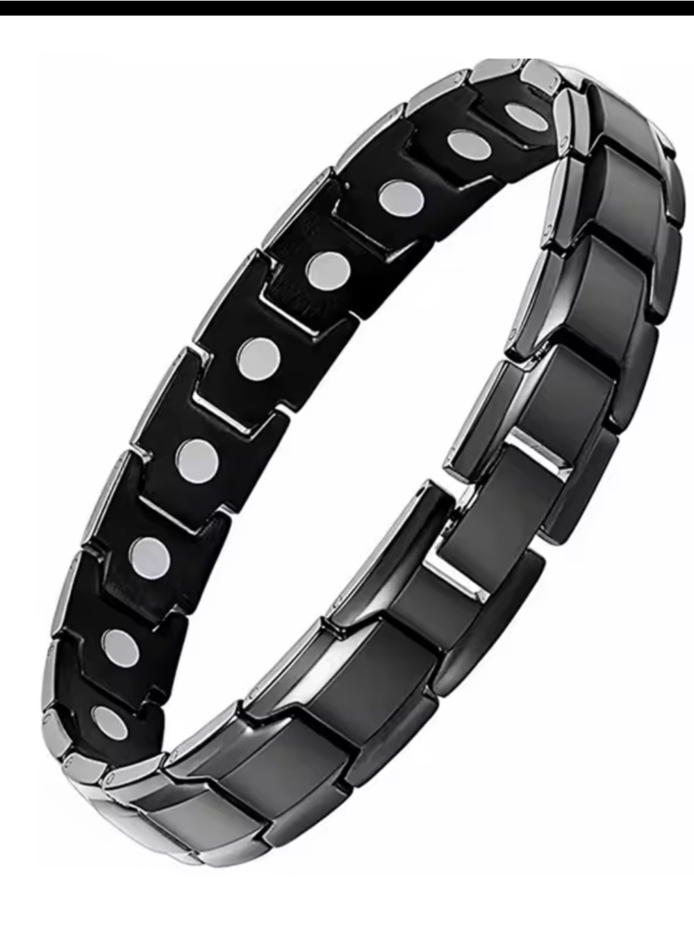 Men's Black Magnetic Link Bracelet - Sleek Stainless Style